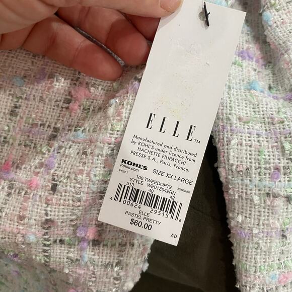 Elle Women's Tweed Pastel Coloring Skirt Suit Set Size XXL/10 - Picture 10 of 11